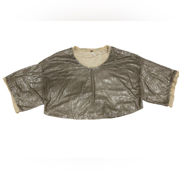 Free People Dolman Sleeve Crop Top Metallic Party - Picture 4 of 8